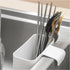 Multifunctional Compact Kitchen Drainer, Utensil and Cutlery Drying Rack Holder, Hangable Sink Shelf, White