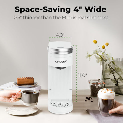 7.3" 6 12oz CHULUX Slim Single Serve Coffee Maker for K Pod, One Cup Coffee Maker Fits Travel Mugs, Coffee Machine