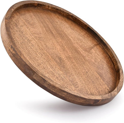 EDHAS (12" 12" 1") Round Wooden Decorative Candle Holder Tray for Coffee Table Centerpieces Modern Farmhouse Home
