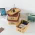 Soul & Lane Kraft Decorative Boxes - Set of 3, Cardboard with Light Leather Lids, Bronze Label Holders for Home Decor