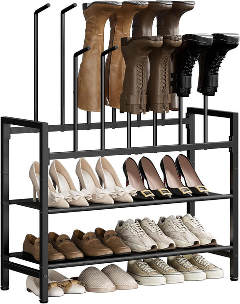 Free Standing Shoe Racks, 4-Tier Boot Rack Organizer for Tall Boots, Sneakers,
