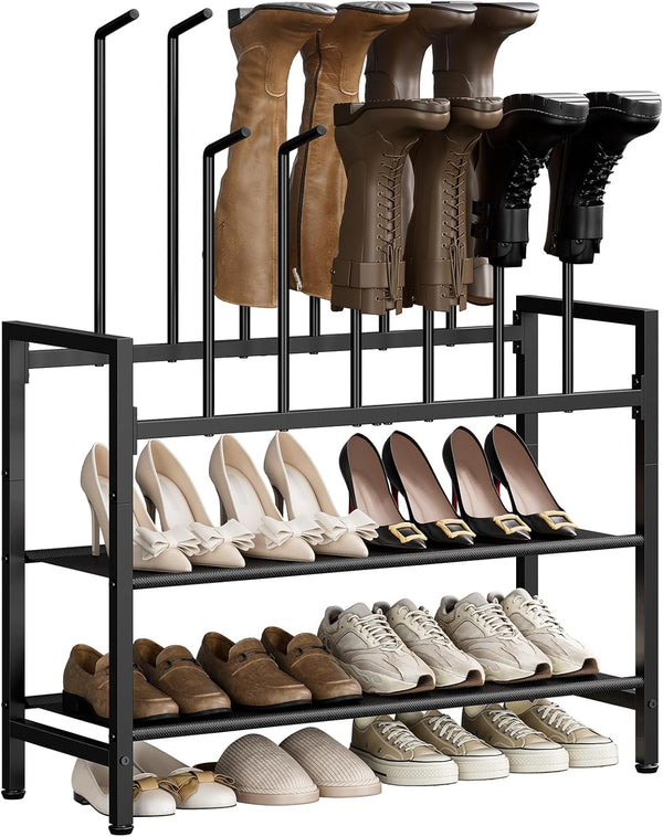 Free Standing Shoe Racks, 4-Tier Boot Rack Organizer for Tall Boots, Sneakers,