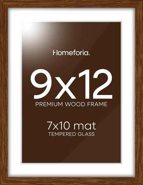 Homeforia 9x12 Picture Frame Brown, High End Dark Oak 9 x 12