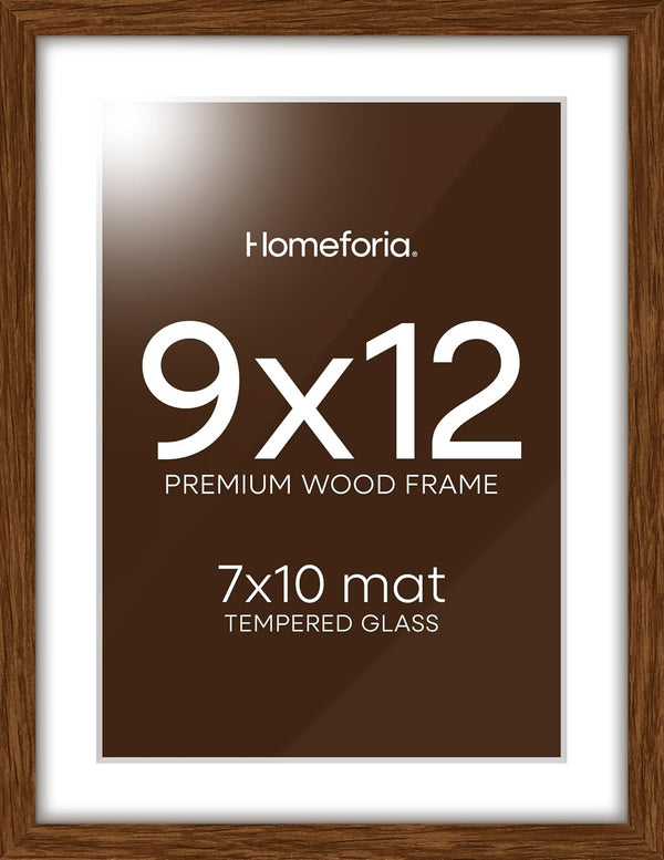 Homeforia 9x12 Picture Frame Brown, High End Dark Oak 9 x 12