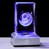 Movdyka Laser Etched Astronaut on Moon Crystal Cube with Color-Changing LED Base