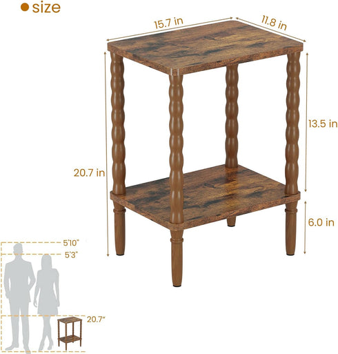 pikpuk Small Narrow Side Table, Vintage End Table - Skinny Bedside Nightstand for Small Spaces, Couch/Recliner Accent