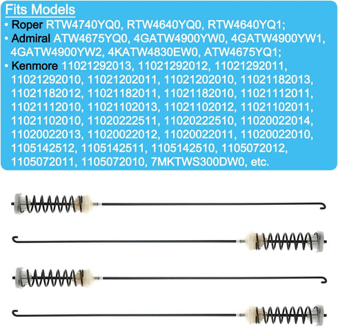 4Pcs Washer Suspension Rod Kit for Roper & Admiral Models