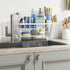 2-Tier Countertop Cisily White Kitchen Sink Caddy Organzier Rack with Flexible Dish Brush Holder, Sponge Holder