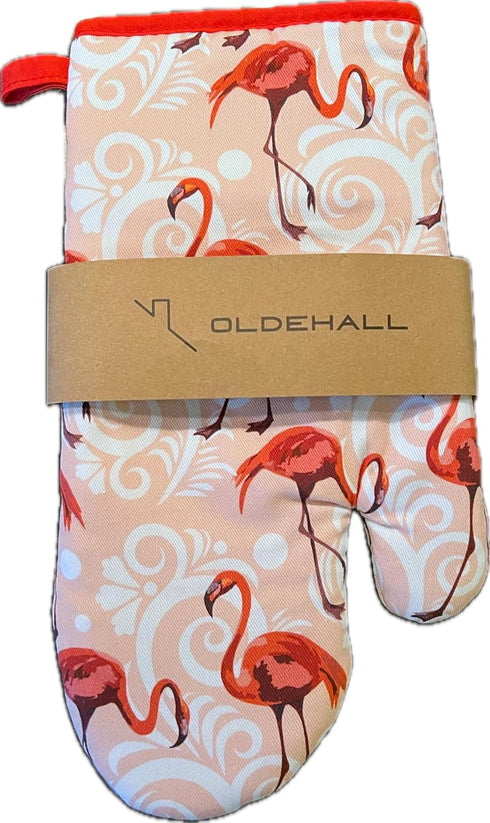 Colorful Flamingo Oven Mitt 2 Piece Set - Red Design for Kitchen Use