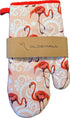 Colorful Flamingo Oven Mitt 2 Piece Set - Red Design for Kitchen Use
