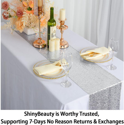 12 90-Inch-Color,Shimmer (12x90 Inch, ShinyBeauty Sequin Tassel Table Runner, by Dining Table Runners Sequined Hotel