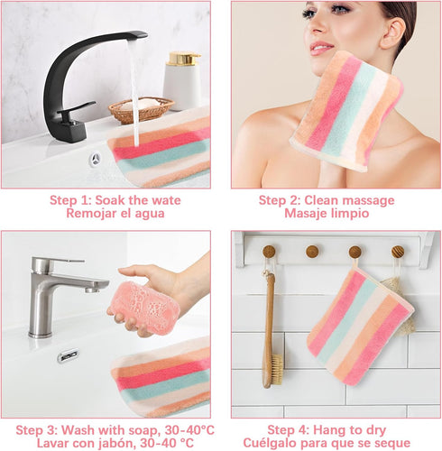 PHOGARY Set 6 Pack 6"x8" Washcloth Small Hand Towels for Face Body Bathroom, Super Absorbent & Soft Coral Fleece Facial