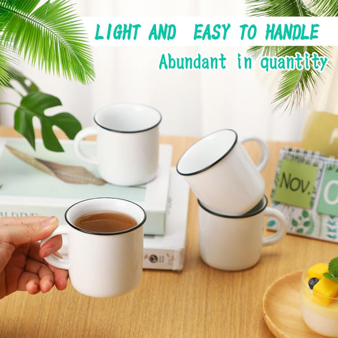 24 (5.07 oz) Uiifan Pcs Ceramic White Coffee Mugs Bulk Vintage Espresso Mug Mini Tea Cups for Home Travel with Handle