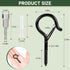 InPoTo 12PCS 2.2 Inches, 1 Q Hanger Hooks with Safety Buckle, Windproof Screw Hooks, Outdoor String Lights, Plants