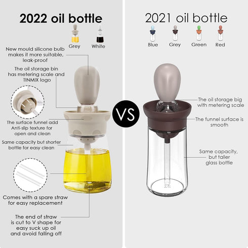 2 1 T-OB22, Oil Dispenser Bottle with Brush - IN Glass Olive Oil Storage and Container with Silicone Basting Brush