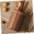 Rattan Silverware Utensil Holder - Imitation Rattan Drying Rack, Wicker Cup, Flatware Storage Basket