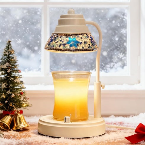 Electric Candle Warmer Lamp with Colorful Diamond Lampshade, Metal Wax Melting Lattern