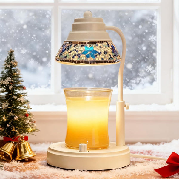 Electric Candle Warmer Lamp with Colorful Diamond Lampshade, Metal Wax Melting Lattern