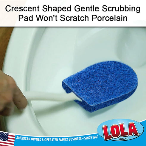 6 Pack, LOLA Bath & Toilet Bowl Scrubber Brush w/Comfort Handle, w/Hang Hole. Non-Scratch, Removes Rings w/Scrubbing