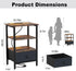 Side Table with Charging Station, Nightstand with Adjustable Fabric Drawer, Bedside Table for Bedrooms, Living Rooms