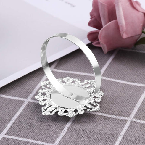 VORCOOL 12pcs Napkin Rings, Napkin Holders for Wedding Banquet Dinner Decoration (Silver)