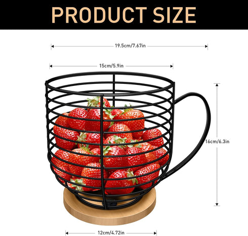 Large Capacity Black Wire Coffee Pod Holders for Counter, K Cup Storage Organizer with Wooden Base, Coffee Bar