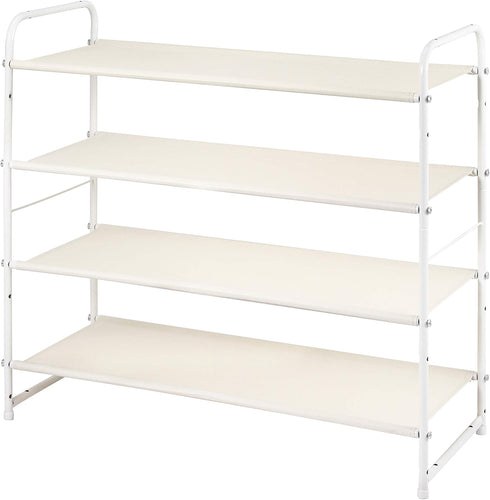 Simple Trending 4 Tier Stackable Shoe Rack, Expandable & Adjustable Fabric Shoe