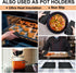 Walfos Silicone Trivet Mats - 4 Heat Resistant Non-Slip Hot Pads for Kitchen, Food Grade Silicone (Black)