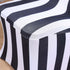2" 160GSM Efavormart Black & White Striped Spandex Stretch Fitted Folding Chair Cover with Foot Pockets - Premium