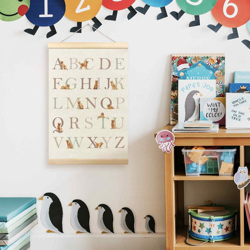 TLESKE 16x24 Golden Retriever Alphabet ABC Chart Poster Hanger Frame, Homeschool Preschool Hanging Wall Art Decor