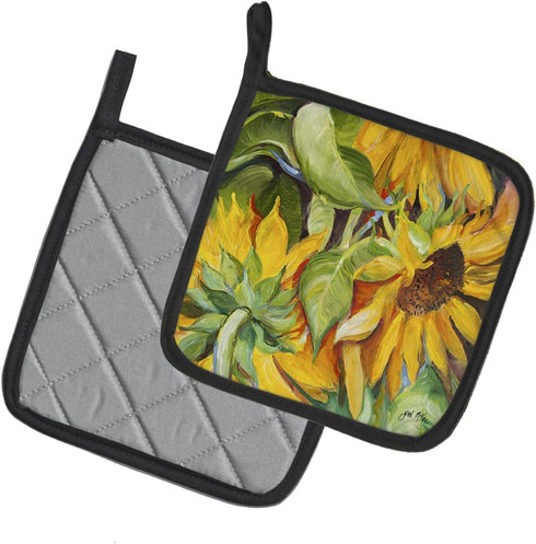 Caroline's Treasures JMK1266PTHD Sunflowers Pair of Heat Resistant Pot Holders, Kitchen Hot Pads for Cooking, 7 1/2 x 7