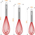 NileHome Whisk Commercial Stainless Steel wisk & Silicone Non-Stick Coated Small Whisk Set 8" 10" 12" Kitchen Wisk Wire Whisks for Cooking 3 Pack, Red