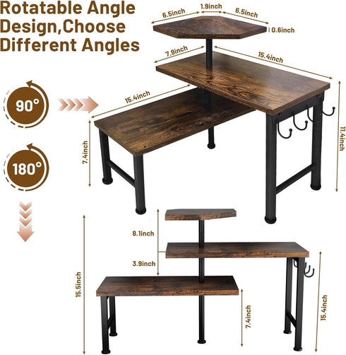 Countertop 3 Countertop Kitchen Organizer, Tier Moveable Corner Shelf Kitchen Shelf with Hook, Organizer for Bathroom