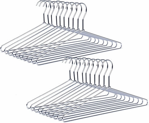 Amber Home 20 Pack Heavy Duty Metal Shirt Coat Hangers, 17 Inch Stainless Steel with Polished Chrome