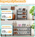3 Closet,Slim Expandable Shoe Rack, Tier Adjustable Shoe Organizer Shelf for Narrow Black Metal Free Standing Shoe Rack