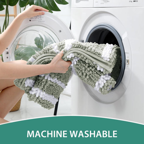 HOMEIDEAS Cationic-Dye Bathroom Rugs Sets, 2 Piece Chenille Soft Non Slip Machine Washable Bath Mats