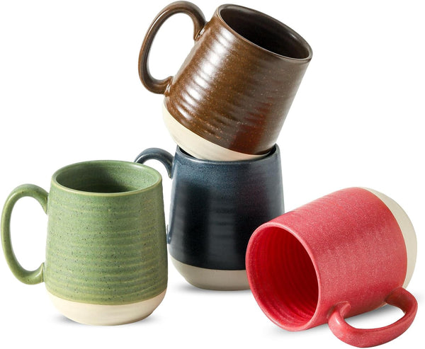 Hasense 15 Ounce Porcelain Coffee Mugs Set of 4 with Large Handle