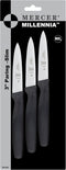 Mercer Culinary M23903 Millennia Black Handle Paring Knives, 3-Pack, 3-Inch Slim