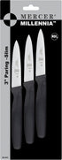 Mercer Culinary M23903 Millennia Black Handle Paring Knives, 3-Pack, 3-Inch Slim