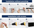 Magnetic Knife Holder for Wall, 10 Inch Black Knife Strip with 2 Hooks, Powerful Magnet Rack with Adhesive Tape and
