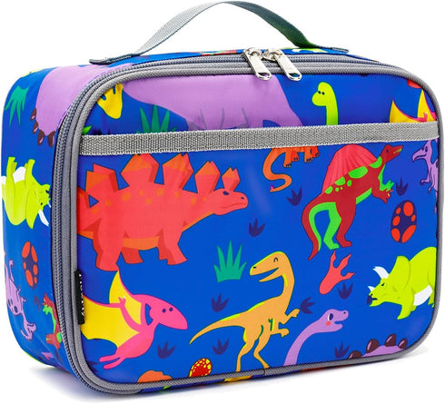 FlowFly Kids Insulated Lunch Box, Soft Bag Mini Cooler Thermal Meal Tote Kit for Girls, Boys, Dinosaur