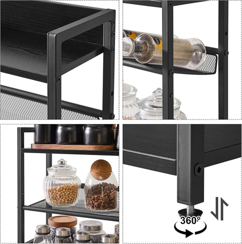 IBUYKE 3-Tier Spice Rack Industrial Counter Shelf, Desktop Storage Organizer Standing Seasoning Rack for Kitchen,