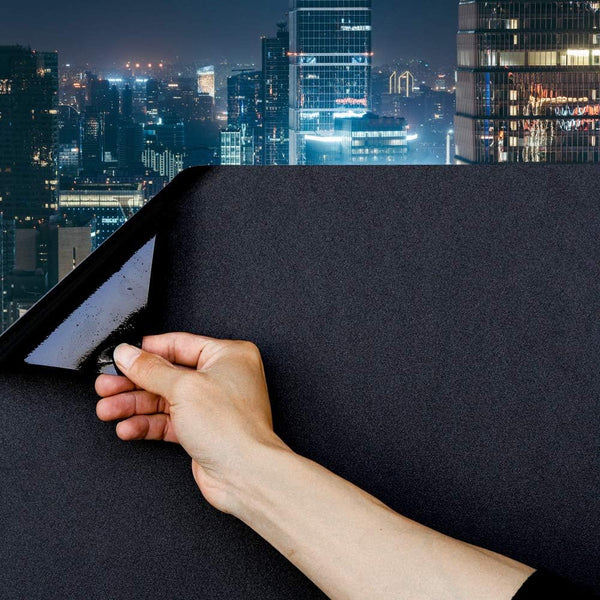 Static Cling Total Blackout Window Film, 100% UV Blocking Black Opaque Privacy Window Tint (17.7x78.7 inches)