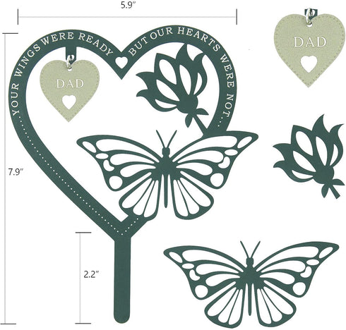 Memorial Gift Heart-shape Butterfly Ornament Plaque, Sympathy Gift for Loss of Father, Bereavement Remembrance Gift