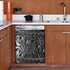 Black Floral Dishwasher Magnet – Engraved Dark Pattern Sticker for Fridge – Magnetic Panel Decals for Home Appliances