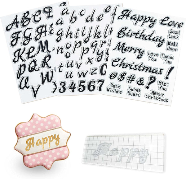 4 PCS Alphabet Letter Fondant Stamps - Upgraded Food Grade Cake Stamp Tool for Biscuit, Cookie, Uppercase, Lowercase,