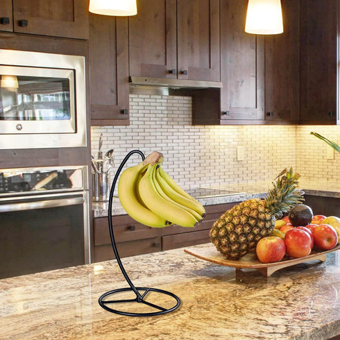 15LB Banana Holder Stand, Banana Hanger Stand Black, Metal Bananas Tree Hanger to Keep Bananas Fresh