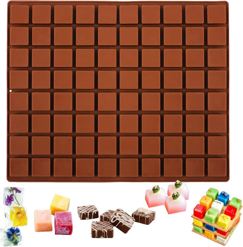 Sakolla Square Chocolate Mold, 80 Cavities Silicone Molds for Chocolate, Caramel, Ice Cube, Jelly, Gummy (Coffee)
