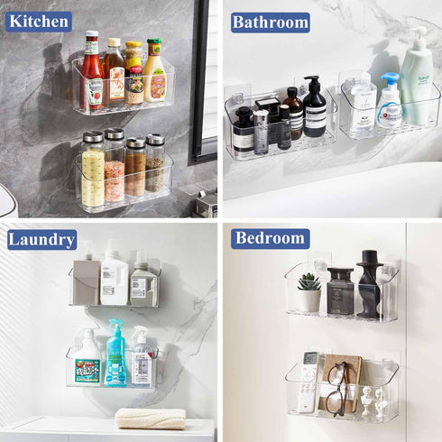 2 Pack UNIKON Bath Toy Storage Holder Bathtub Toy Organizer, Large Capacity Shower Caddy for Bathroom, Clear