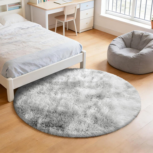 6'X6' Tie-Dyed Fluffy Round Rug,Soft Area Rugs for Girls Room,Shaggy Rugs for Living Room,Non Slip Circle Rug for Kids
